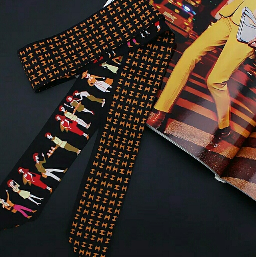 2pcs x Noir Black Classical Design Cotton Scarves - Picture 3 of 5